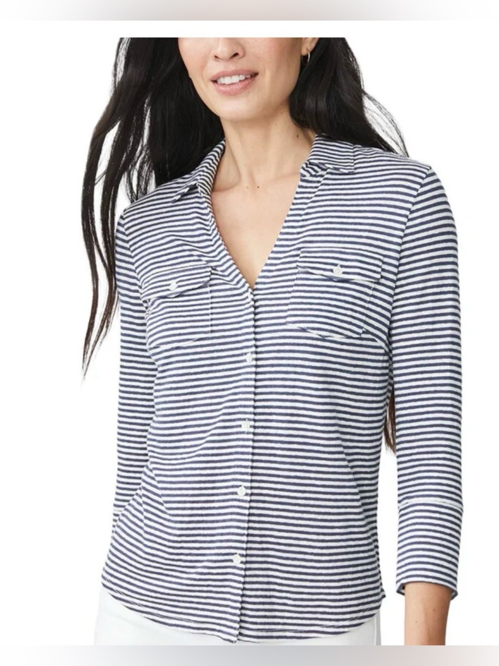J. McLaughlin Linen Blend Brynn Knit Top Size S